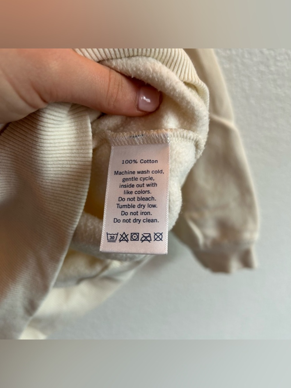 Clare V. Le Weekend Embroidered Comfy Sweatshirt Sweater Cream Off White Green - Picture 8 of 10